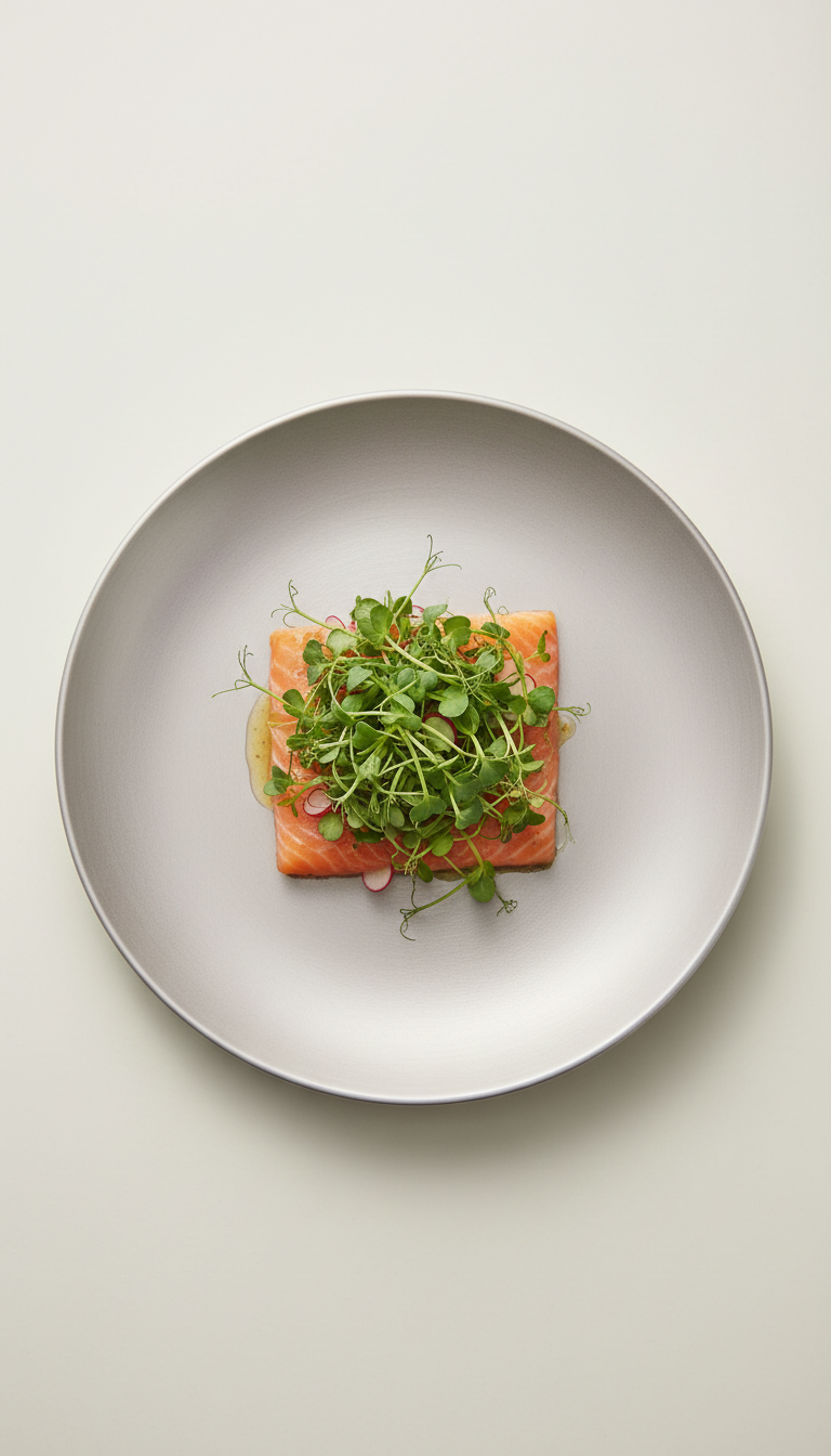 Celery-Cured Salmon With Microgreens